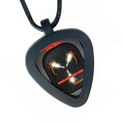 Flux Capacitor Back To The Future Movie  Mens or Womens Real Guitar Pick Necklace - image1